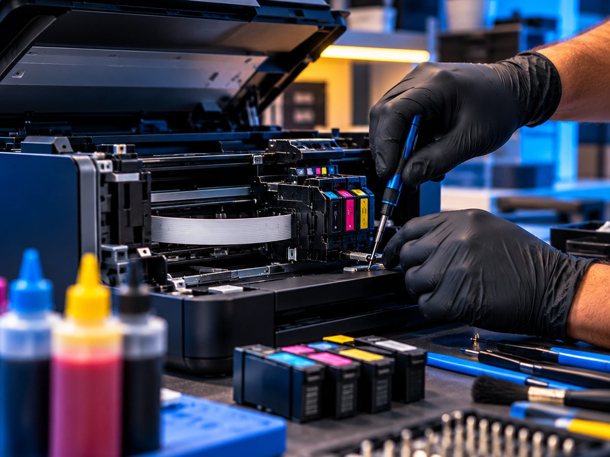 Manutenção de impressora jato de tinta
